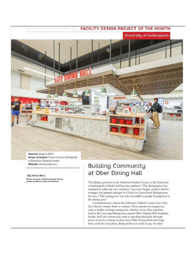 Facility Design Project of the Month article featuring University of Indianapolis