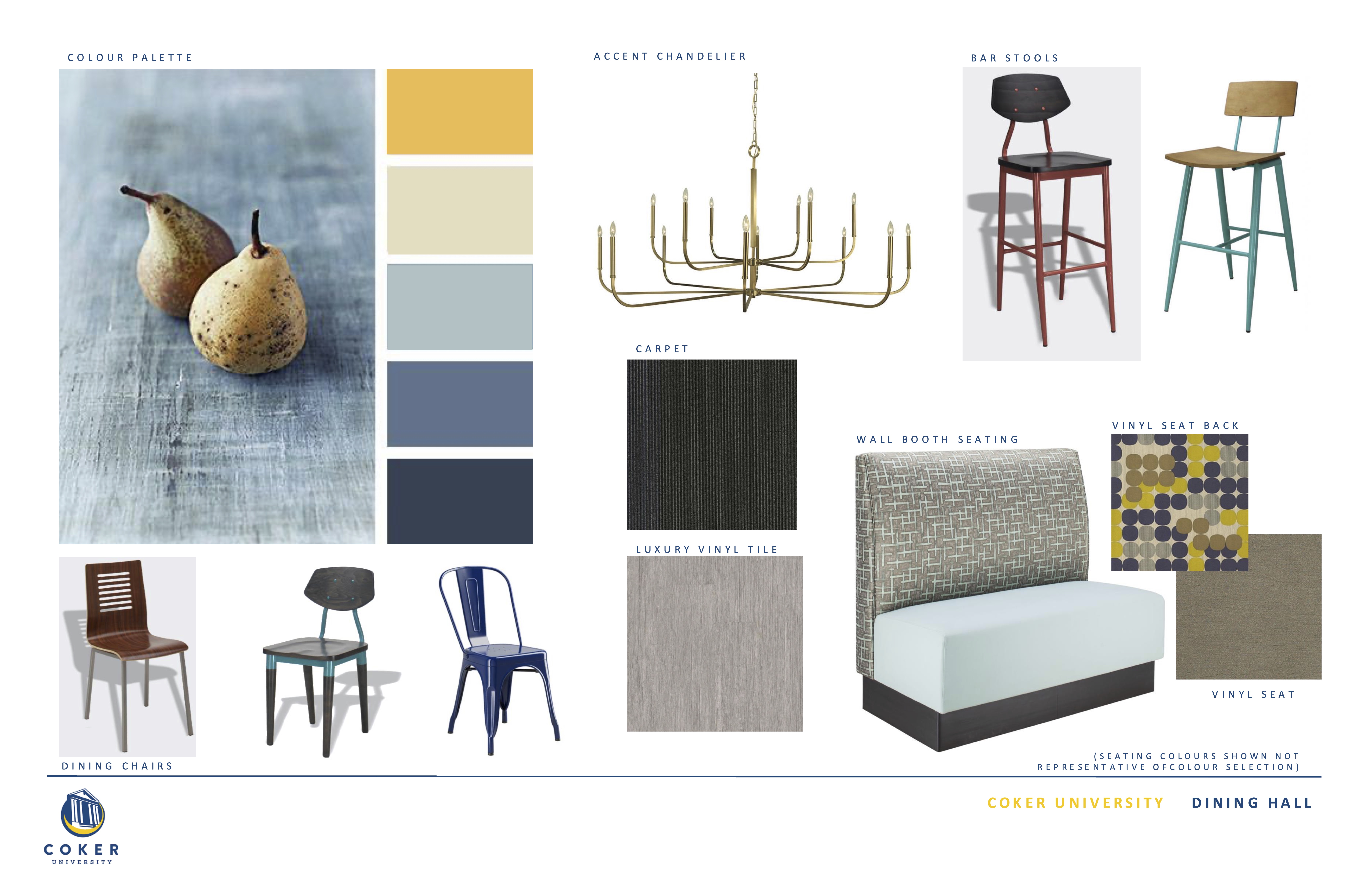 Coker University finishes and materials palette
