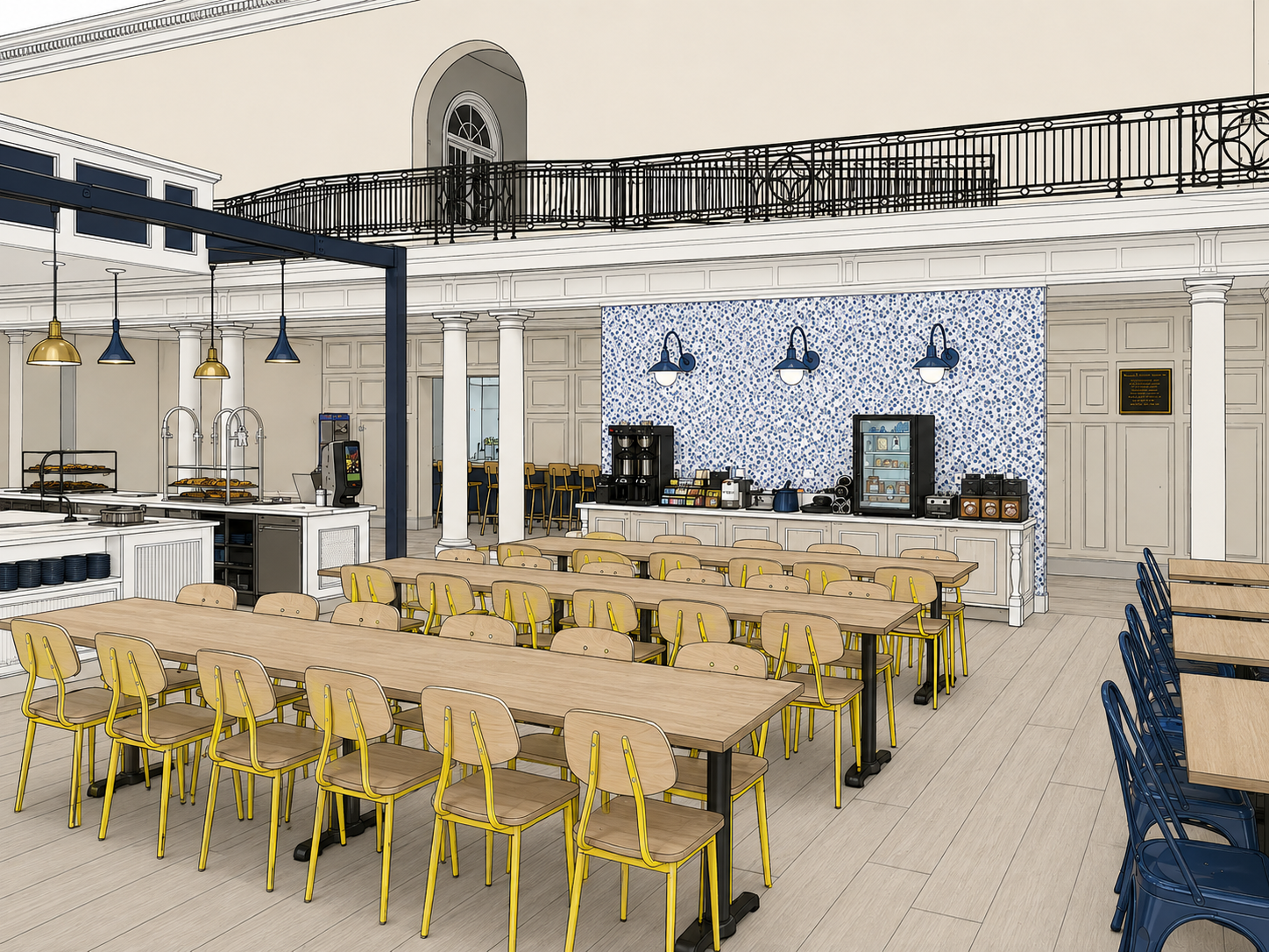 Coker University beverage and dining area design rendering