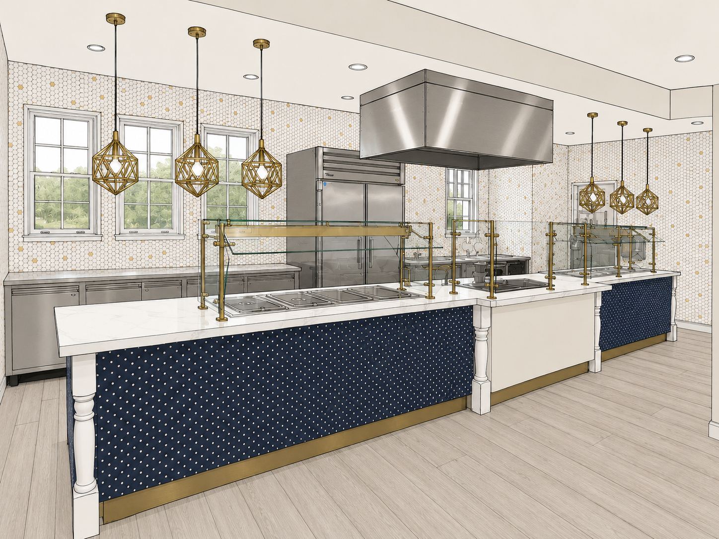 Coker University foodservice station design rendering