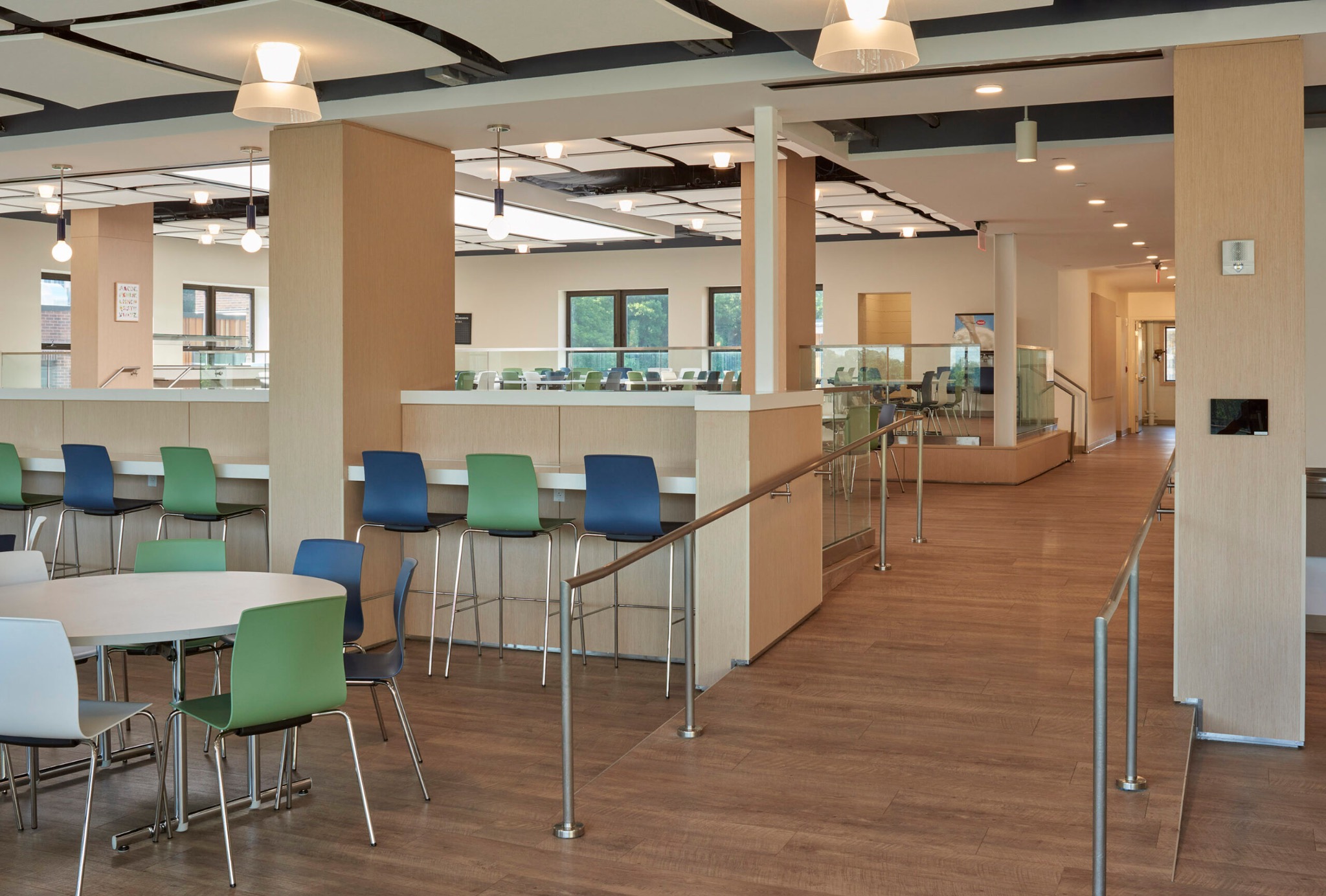 Greenwich Academy feature wall and servery